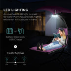 Curved Hanging Chaise with Canopy (Optional LED Light)