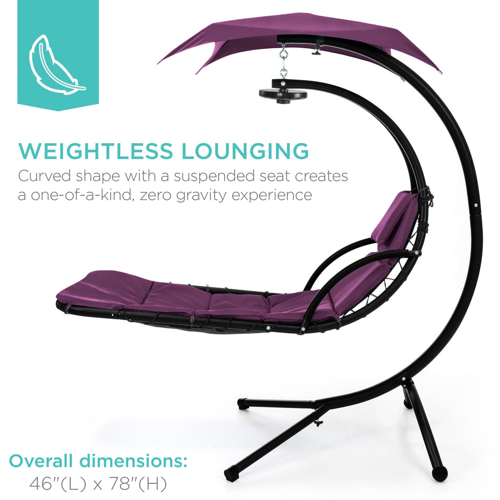 Curved Hanging Chaise with Canopy (Optional LED Light)