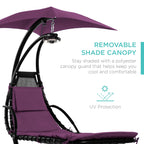 Curved Hanging Chaise with Canopy (Optional LED Light)