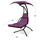Curved Hanging Chaise with Canopy (Optional LED Light)