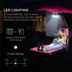 Curved Hanging Chaise with Canopy (Optional LED Light)