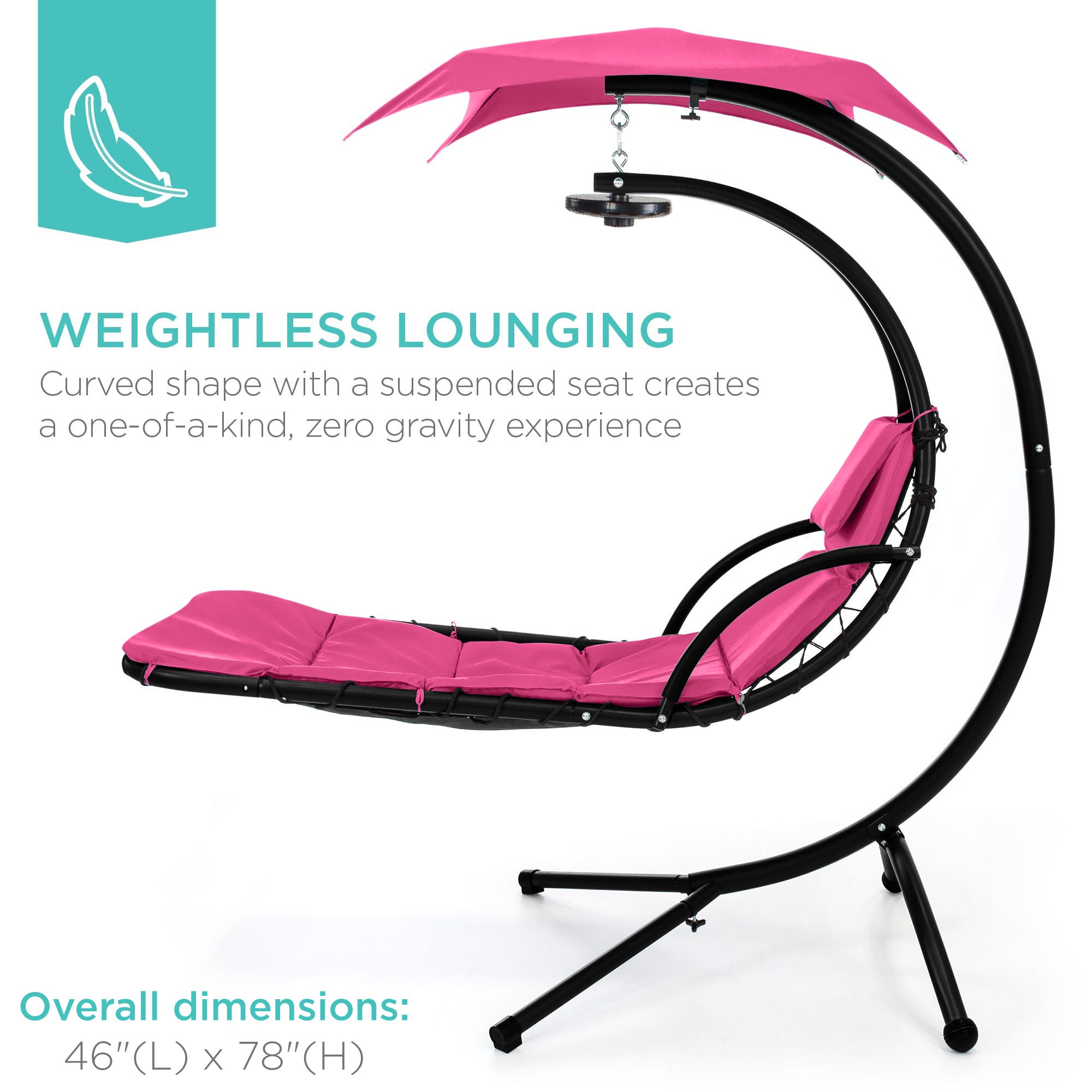 Curved Hanging Chaise with Canopy (Optional LED Light)