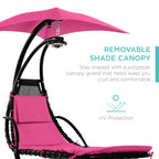 Curved Hanging Chaise with Canopy (Optional LED Light)