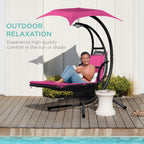 Curved Hanging Chaise with Canopy (Optional LED Light)