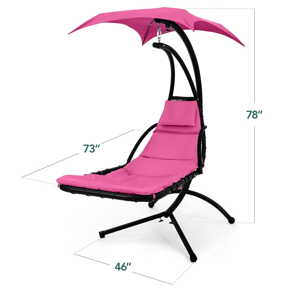 Curved Hanging Chaise with Canopy (Optional LED Light)