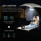 Curved Hanging Chaise with Canopy (Optional LED Light)
