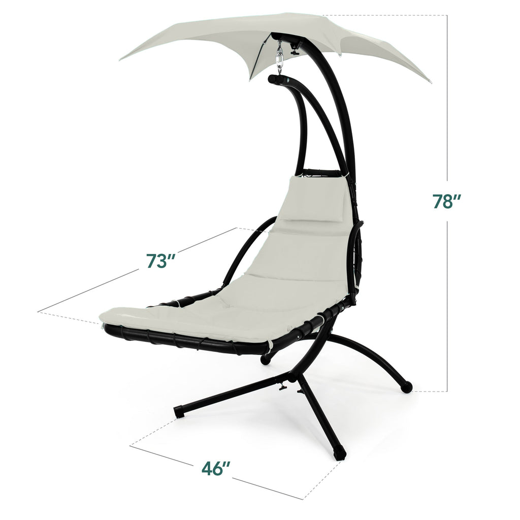 Curved Hanging Chaise with Canopy (Optional LED Light)