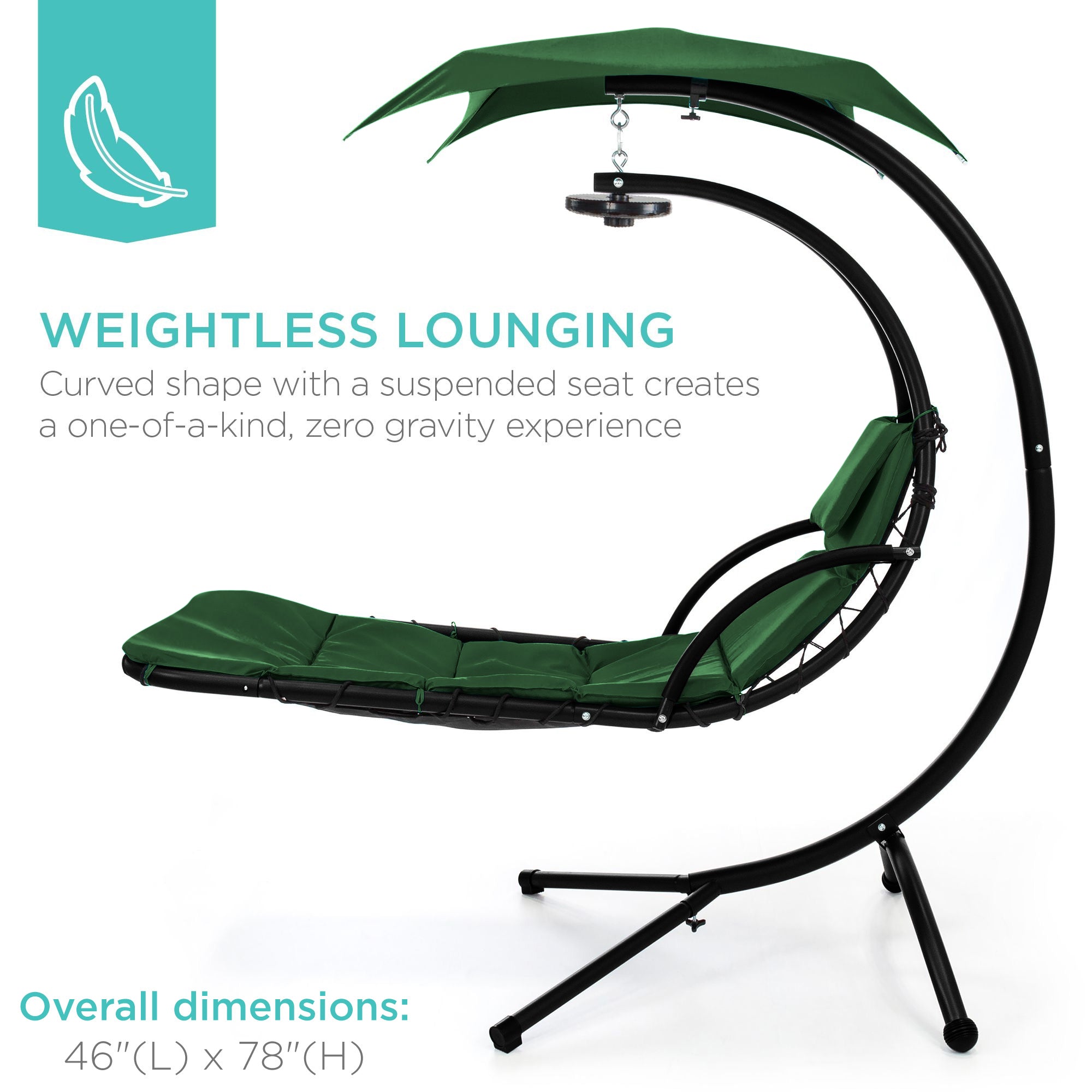 Curved Hanging Chaise with Canopy (Optional LED Light)