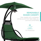 Curved Hanging Chaise with Canopy (Optional LED Light)