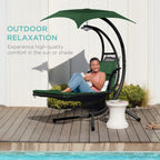 Curved Hanging Chaise with Canopy (Optional LED Light)