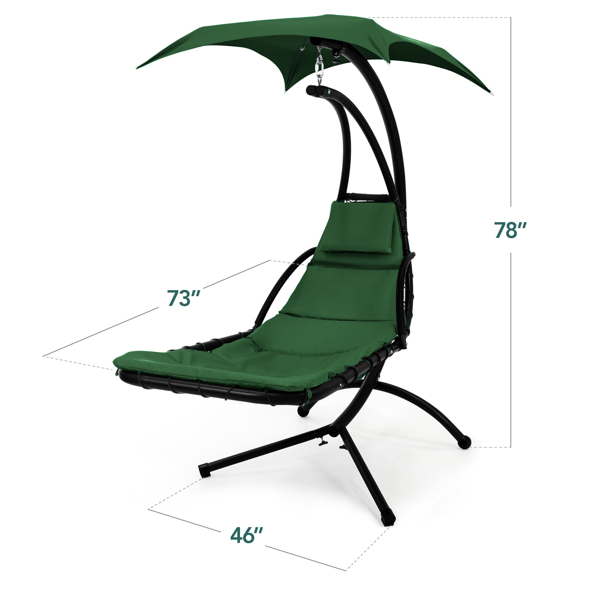 Curved Hanging Chaise with Canopy (Optional LED Light)