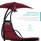 Curved Hanging Chaise with Canopy (Optional LED Light)