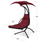 Curved Hanging Chaise with Canopy (Optional LED Light)