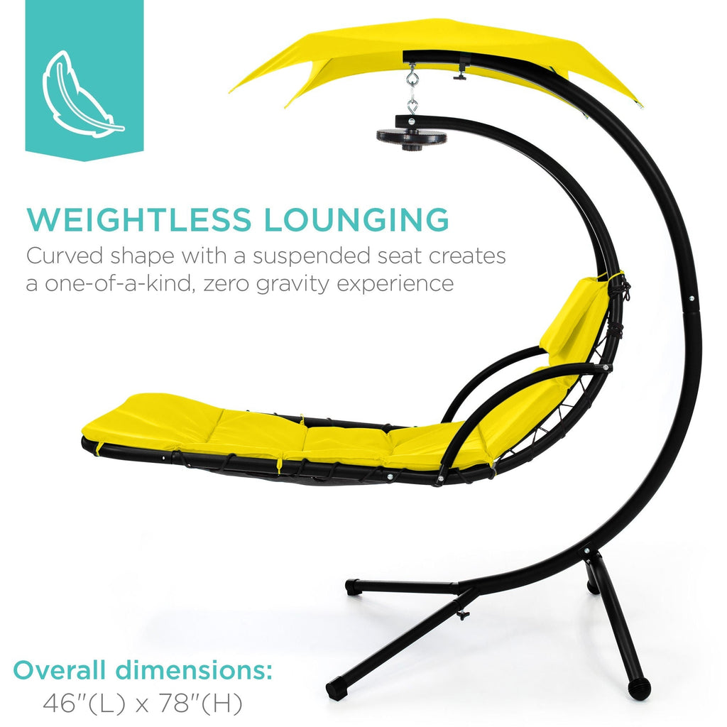 Curved Hanging Chaise with Canopy (Optional LED Light)