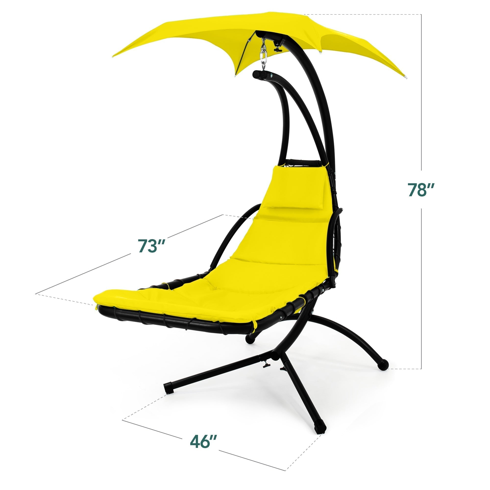 Curved Hanging Chaise with Canopy (Optional LED Light)