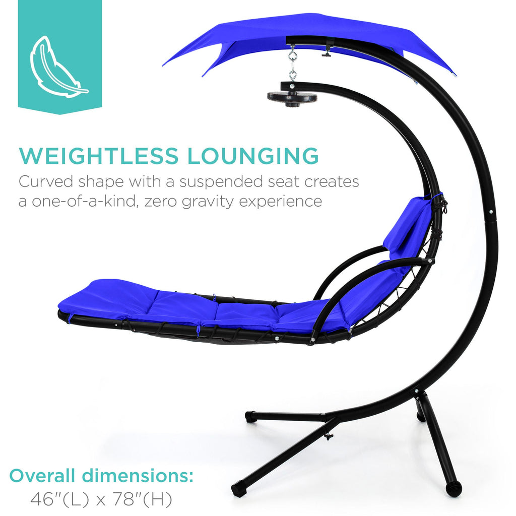 Curved Hanging Chaise with Canopy (Optional LED Light)