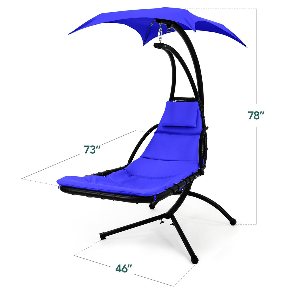 Curved Hanging Chaise with Canopy (Optional LED Light)