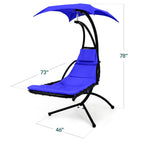 Curved Hanging Chaise with Canopy (Optional LED Light)