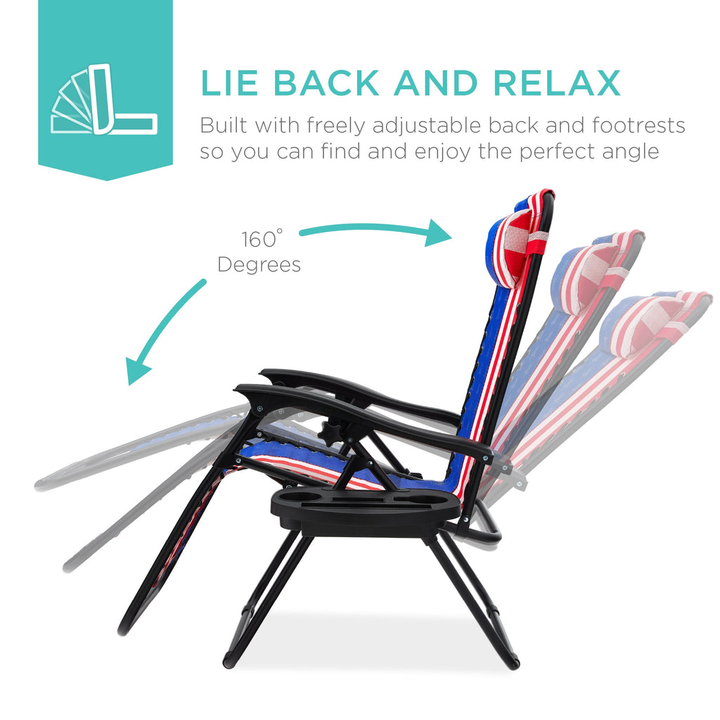 Zero Gravity Recliner Chairs - Set of 2 with Cup Holder Trays