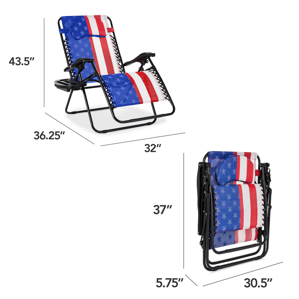 Oversized Zero-Gravity Recliner Lounger with Cup Holder and Plush Pillow