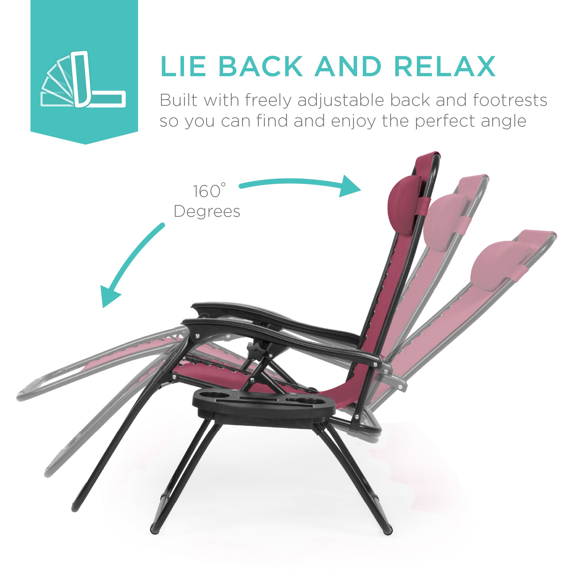 Zero Gravity Recliner Chairs - Set of 2 with Cup Holder Trays