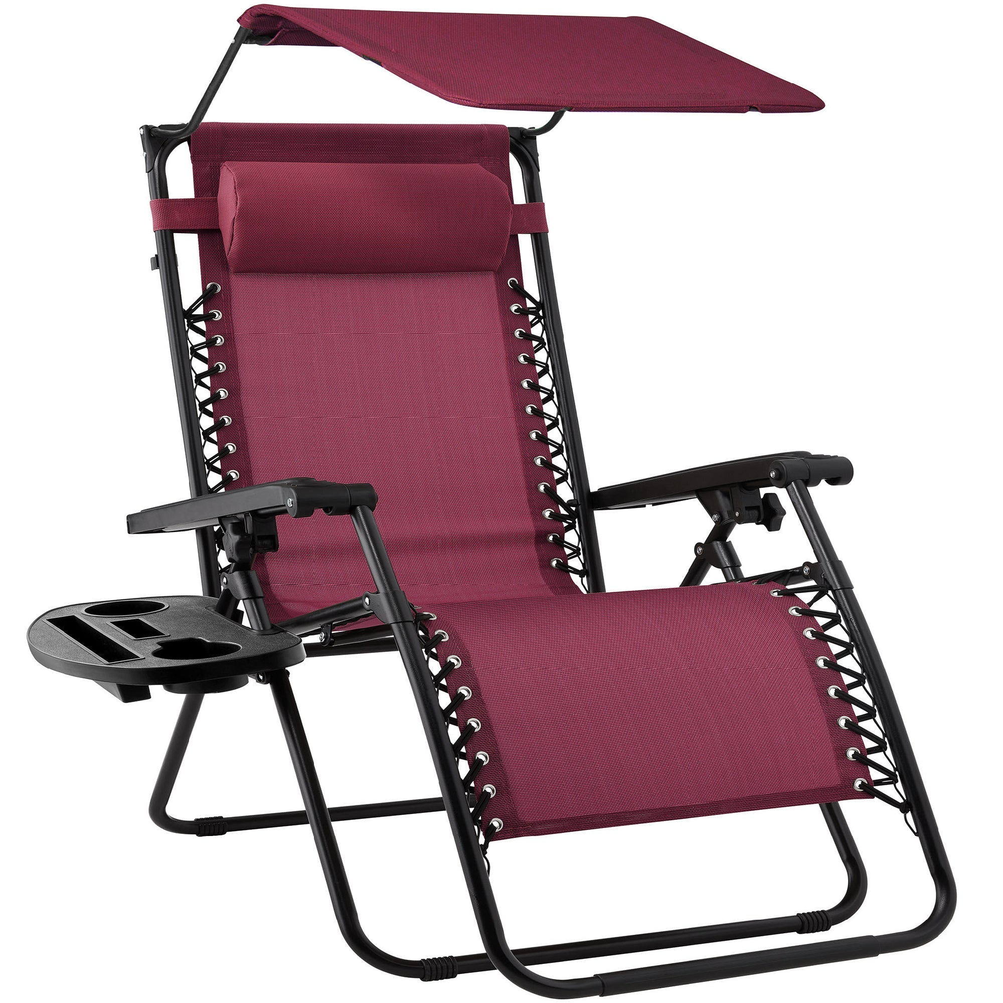 Foldable Zero-Gravity Patio Recliner with Canopy and Side Tray – The Ultimate Outdoor Lounge Chair