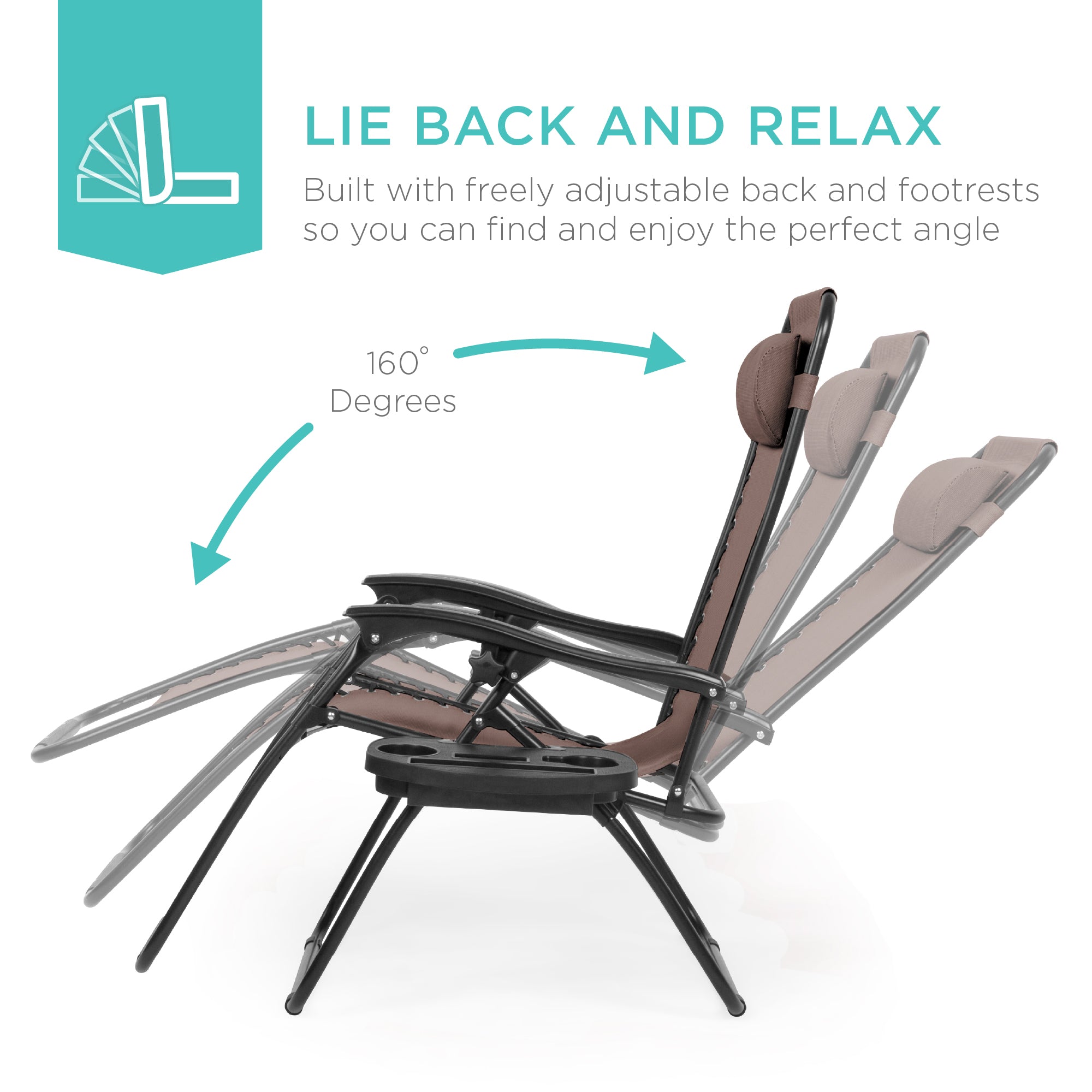Zero Gravity Recliner Chairs - Set of 2 with Cup Holder Trays