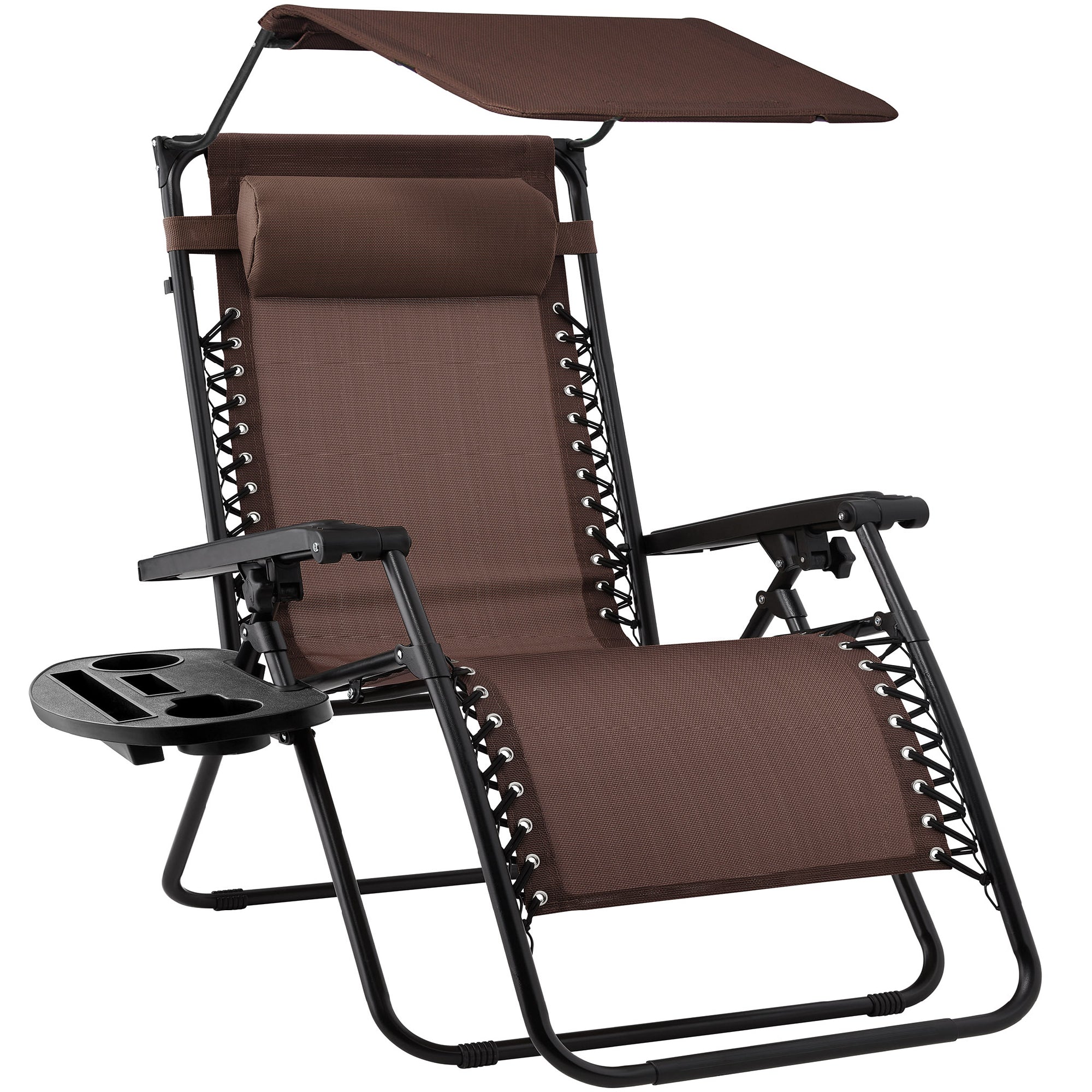 Foldable Zero-Gravity Patio Recliner with Canopy and Side Tray – The Ultimate Outdoor Lounge Chair