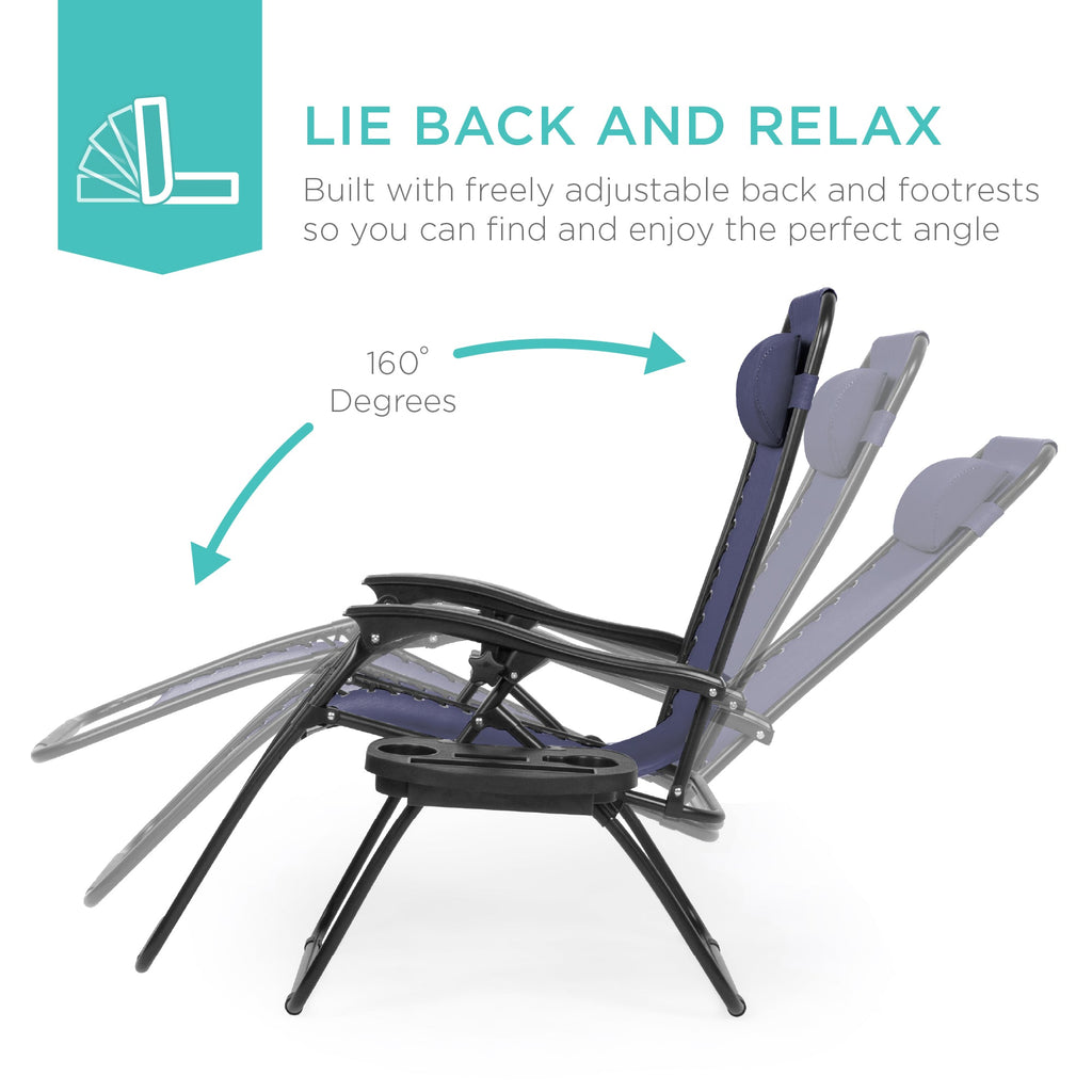 Zero Gravity Recliner Chairs - Set of 2 with Cup Holder Trays