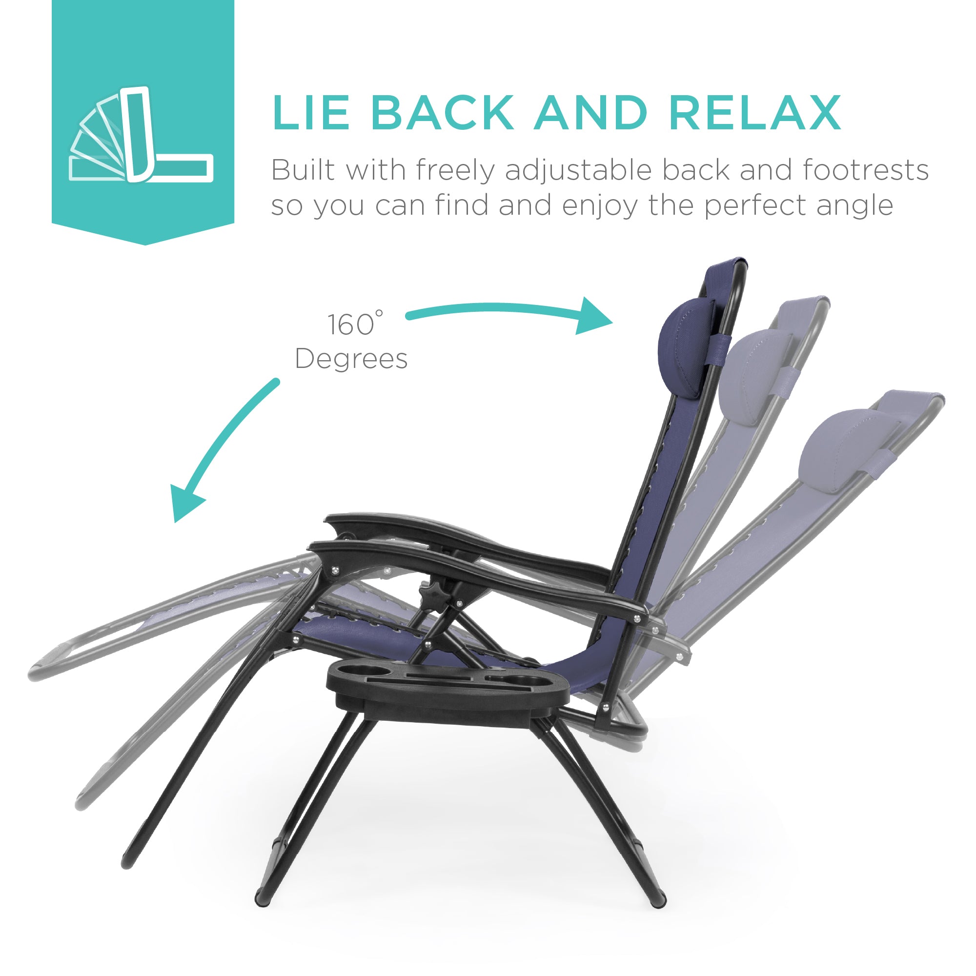 Zero Gravity Recliner Chairs - Set of 2 with Cup Holder Trays