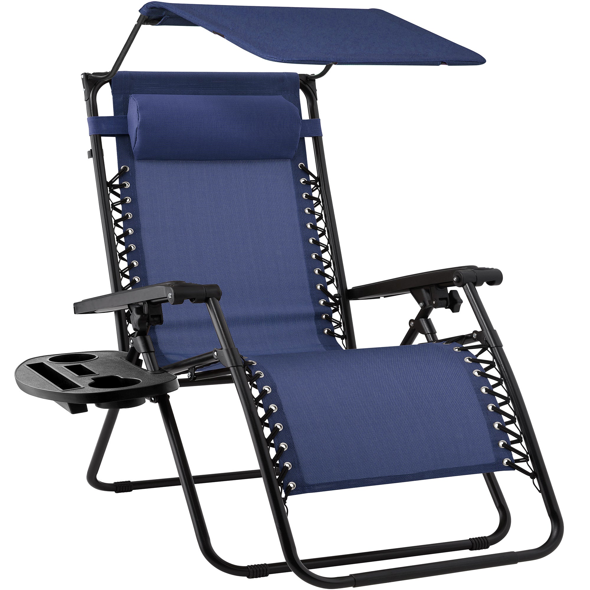 Foldable Zero-Gravity Patio Recliner with Canopy and Side Tray – The Ultimate Outdoor Lounge Chair