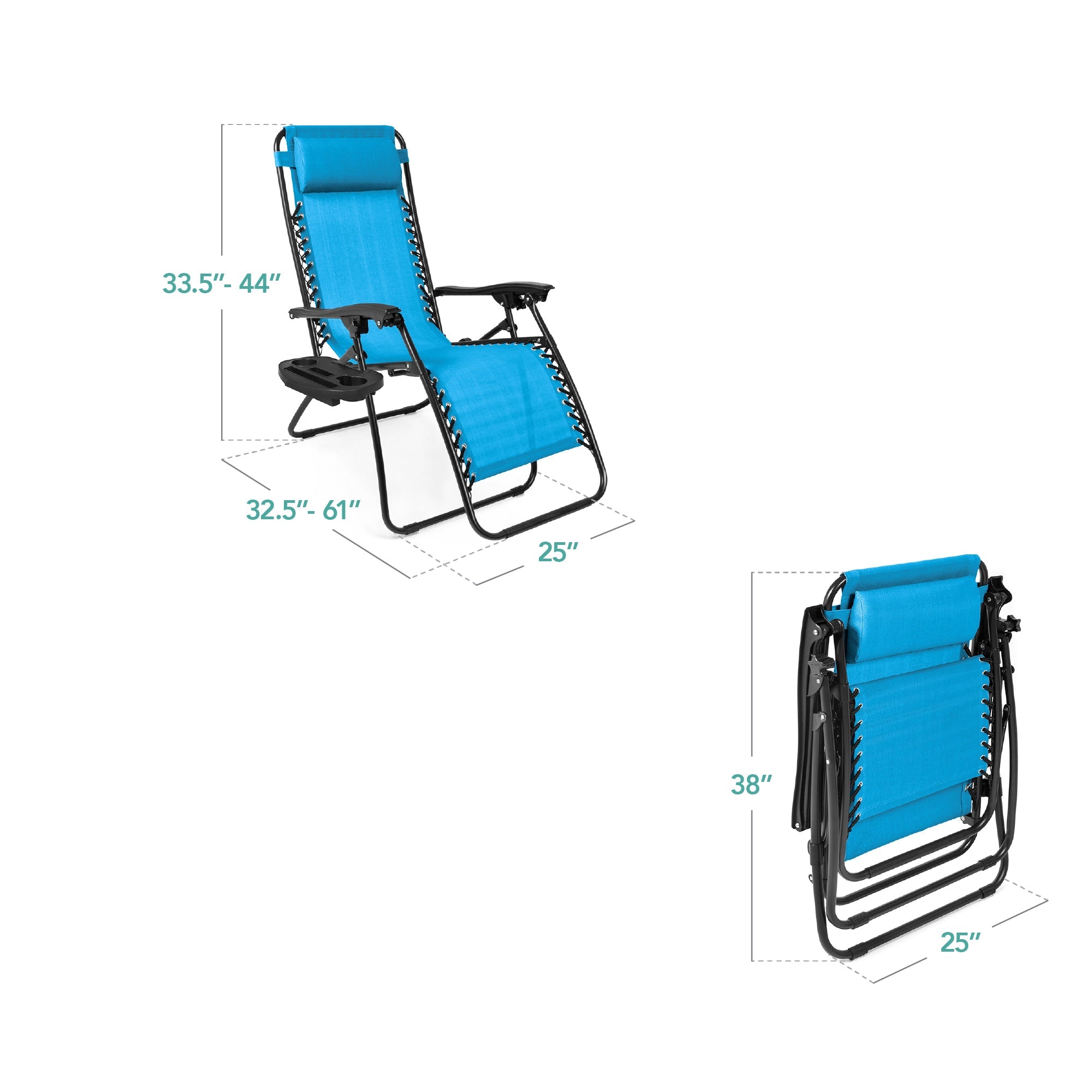 Zero Gravity Recliner Chairs - Set of 2 with Cup Holder Trays