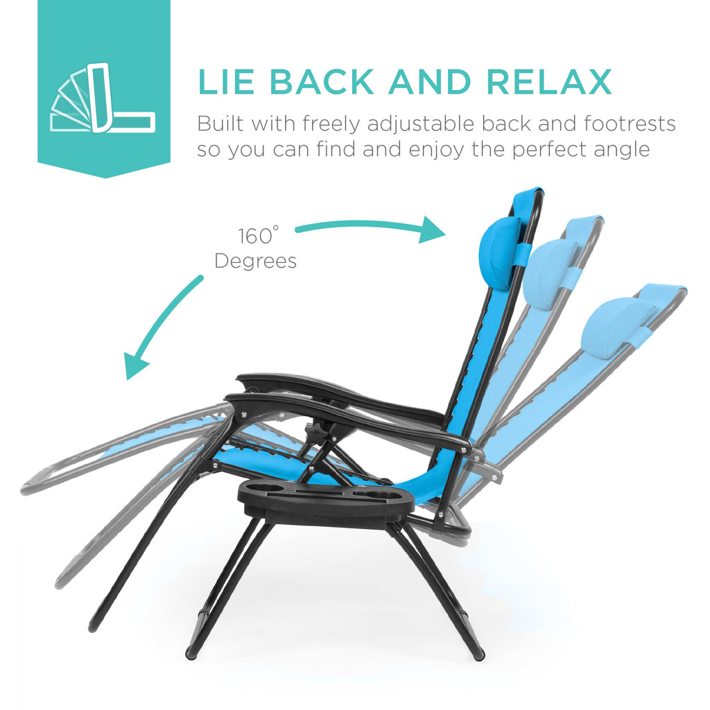 Zero Gravity Recliner Chairs - Set of 2 with Cup Holder Trays