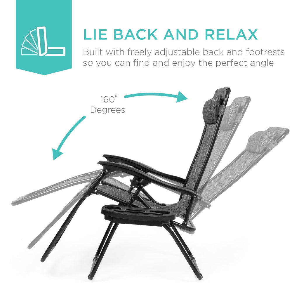 Zero Gravity Recliner Chairs - Set of 2 with Cup Holder Trays
