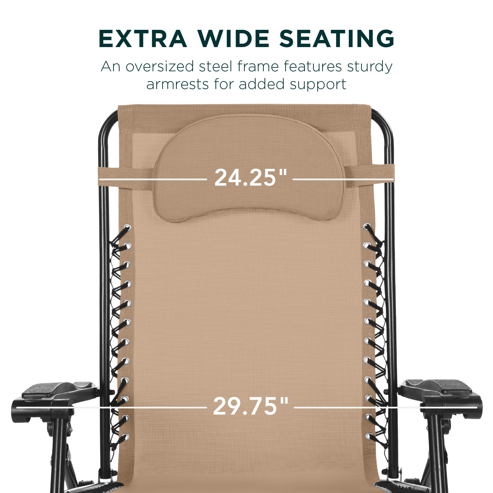 Oversized Zero-Gravity Recliner Lounger with Cup Holder and Plush Pillow