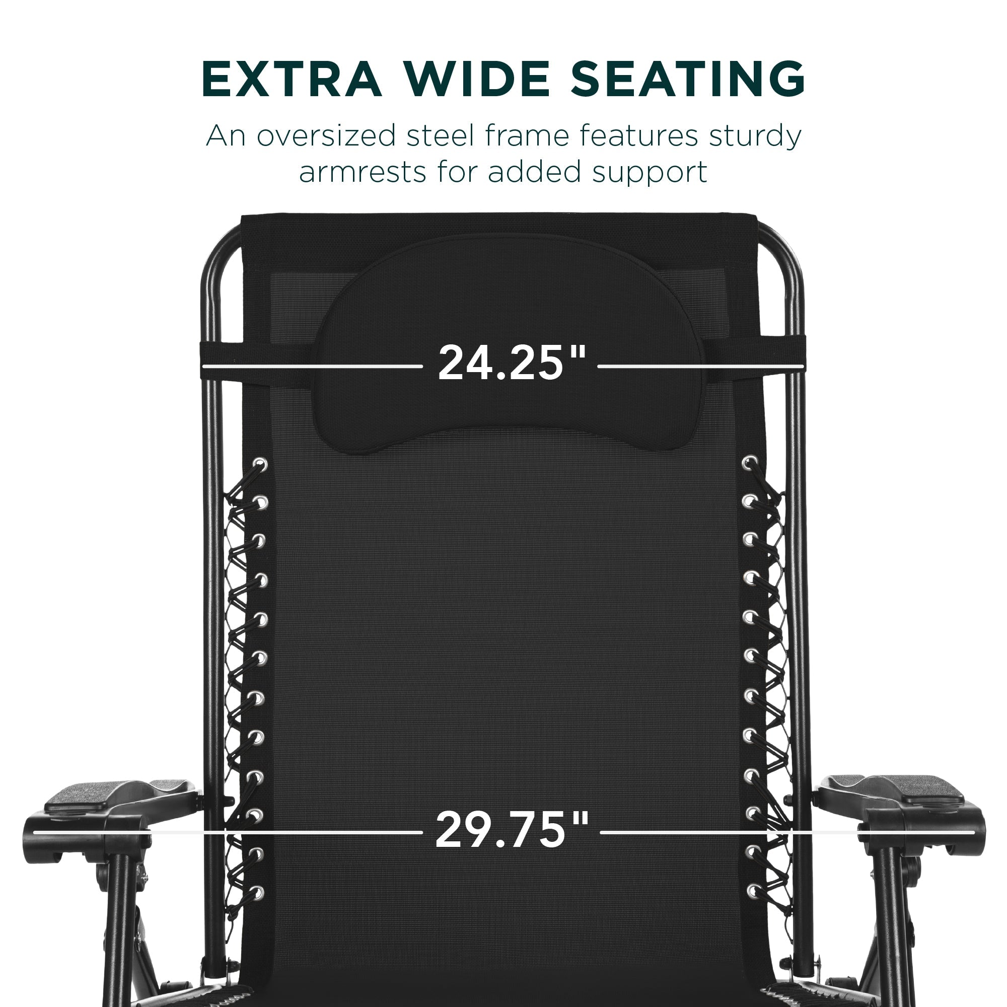 Oversized Zero-Gravity Recliner Lounger with Cup Holder and Plush Pillow