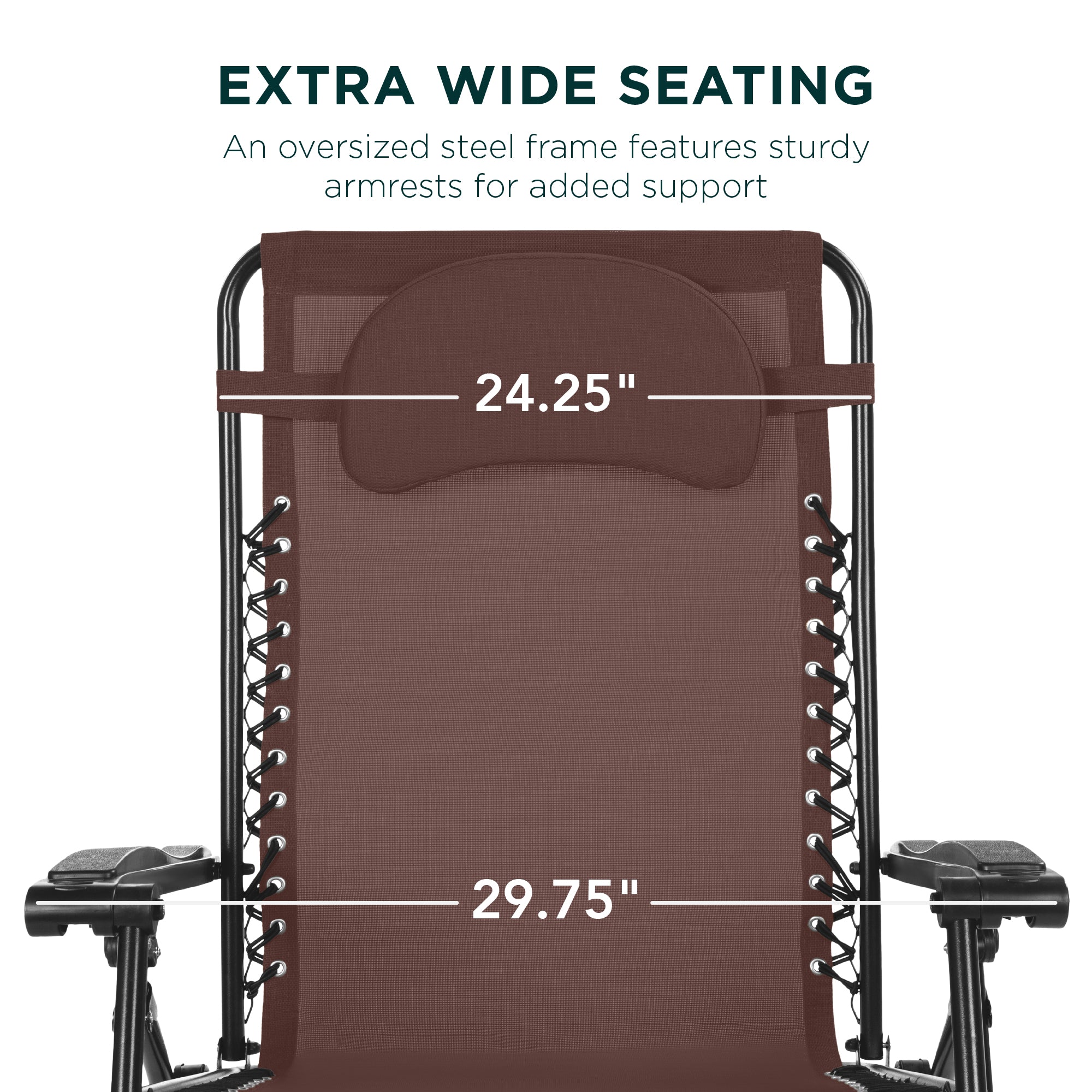 Oversized Zero-Gravity Recliner Lounger with Cup Holder and Plush Pillow