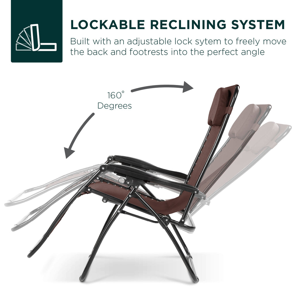 Oversized Zero-Gravity Recliner Lounger with Cup Holder and Plush Pillow