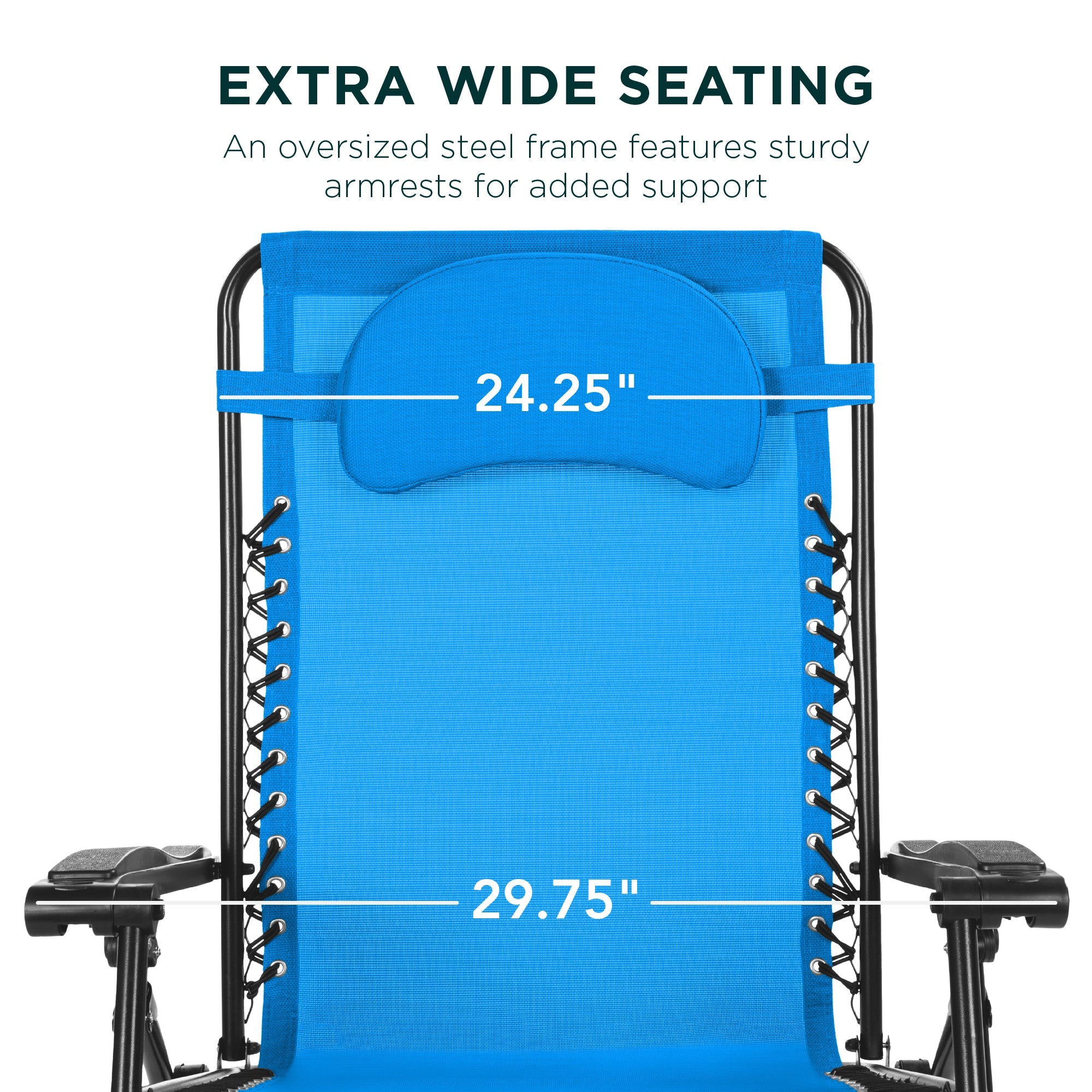 Oversized Zero-Gravity Recliner Lounger with Cup Holder and Plush Pillow