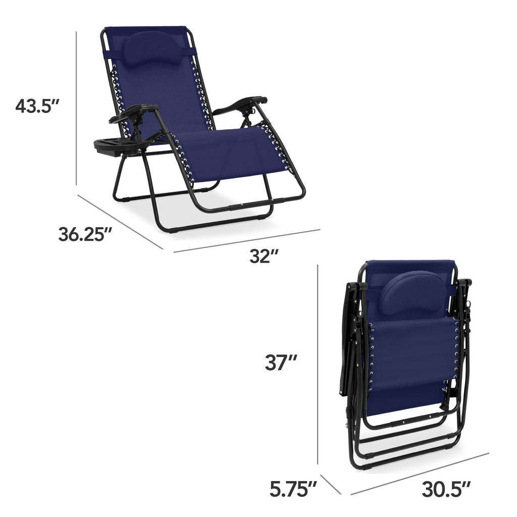 Oversized Zero-Gravity Recliner Lounger with Cup Holder and Plush Pillow
