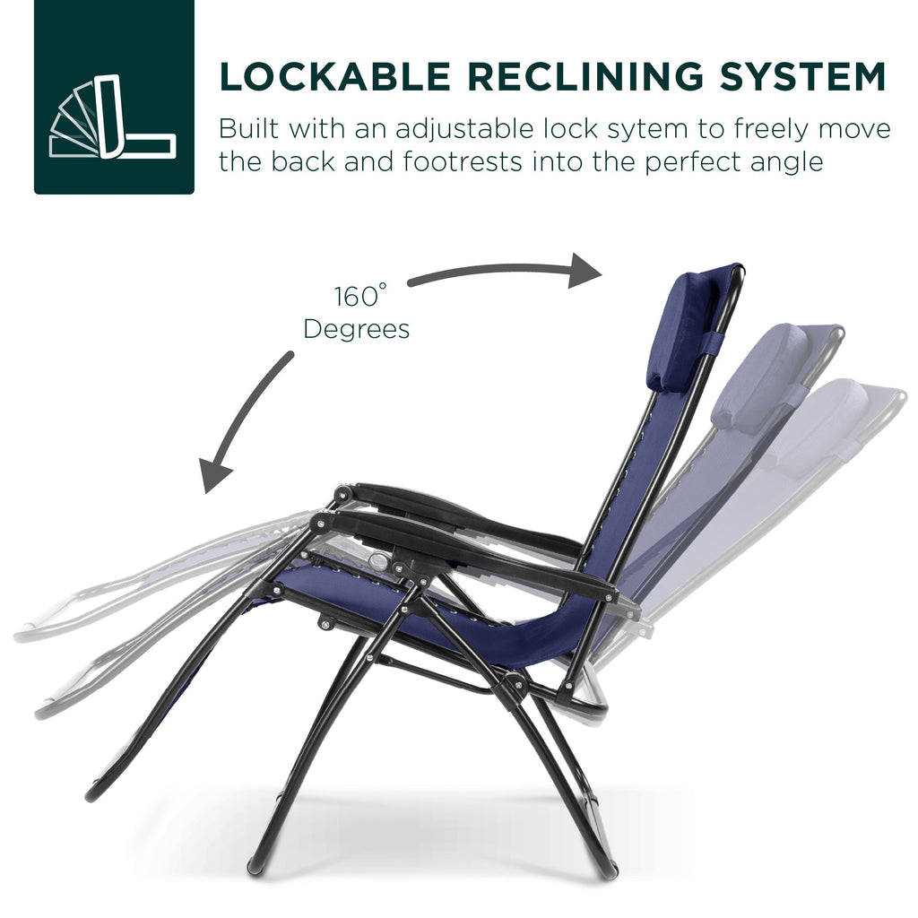 Oversized Zero-Gravity Recliner Lounger with Cup Holder and Plush Pillow