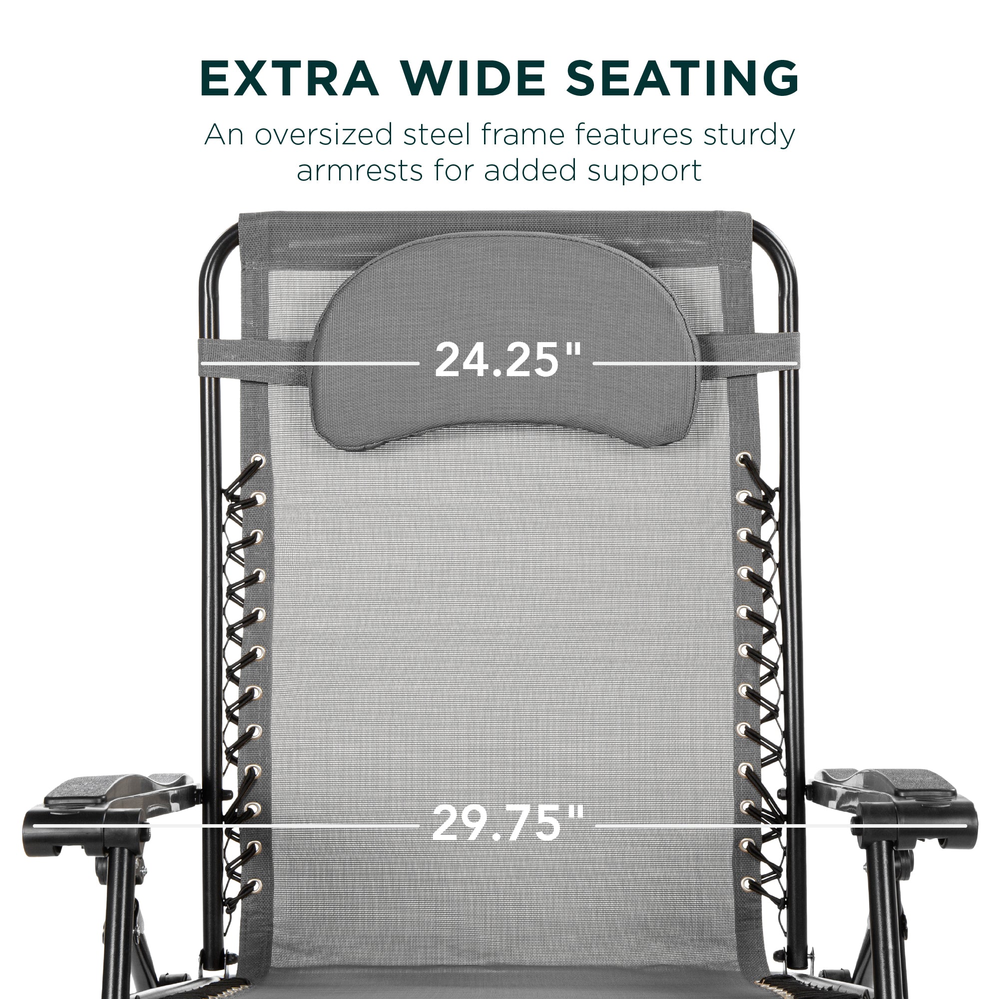 Oversized Zero-Gravity Recliner Lounger with Cup Holder and Plush Pillow