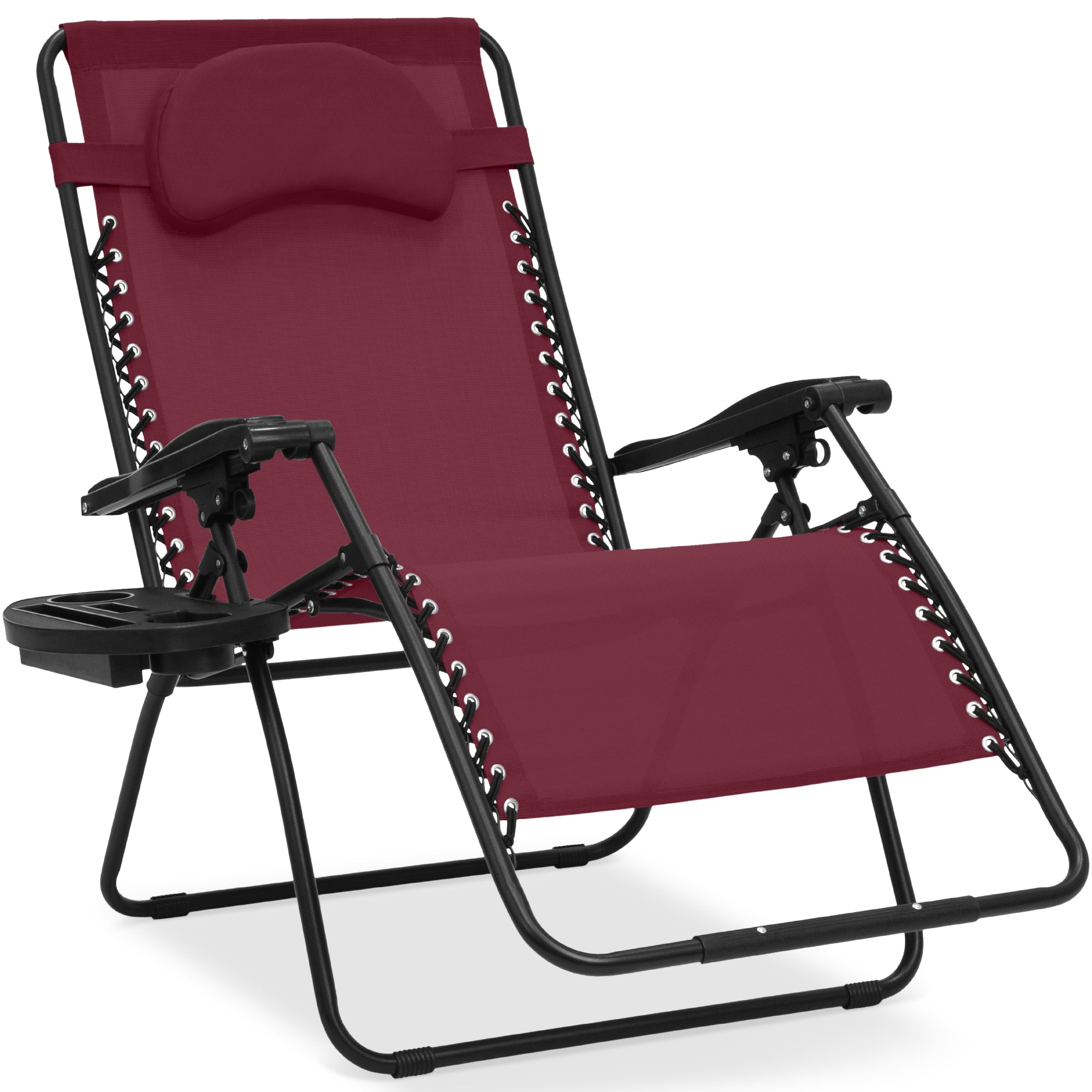 Oversized Zero-Gravity Recliner Lounger with Cup Holder and Plush Pillow