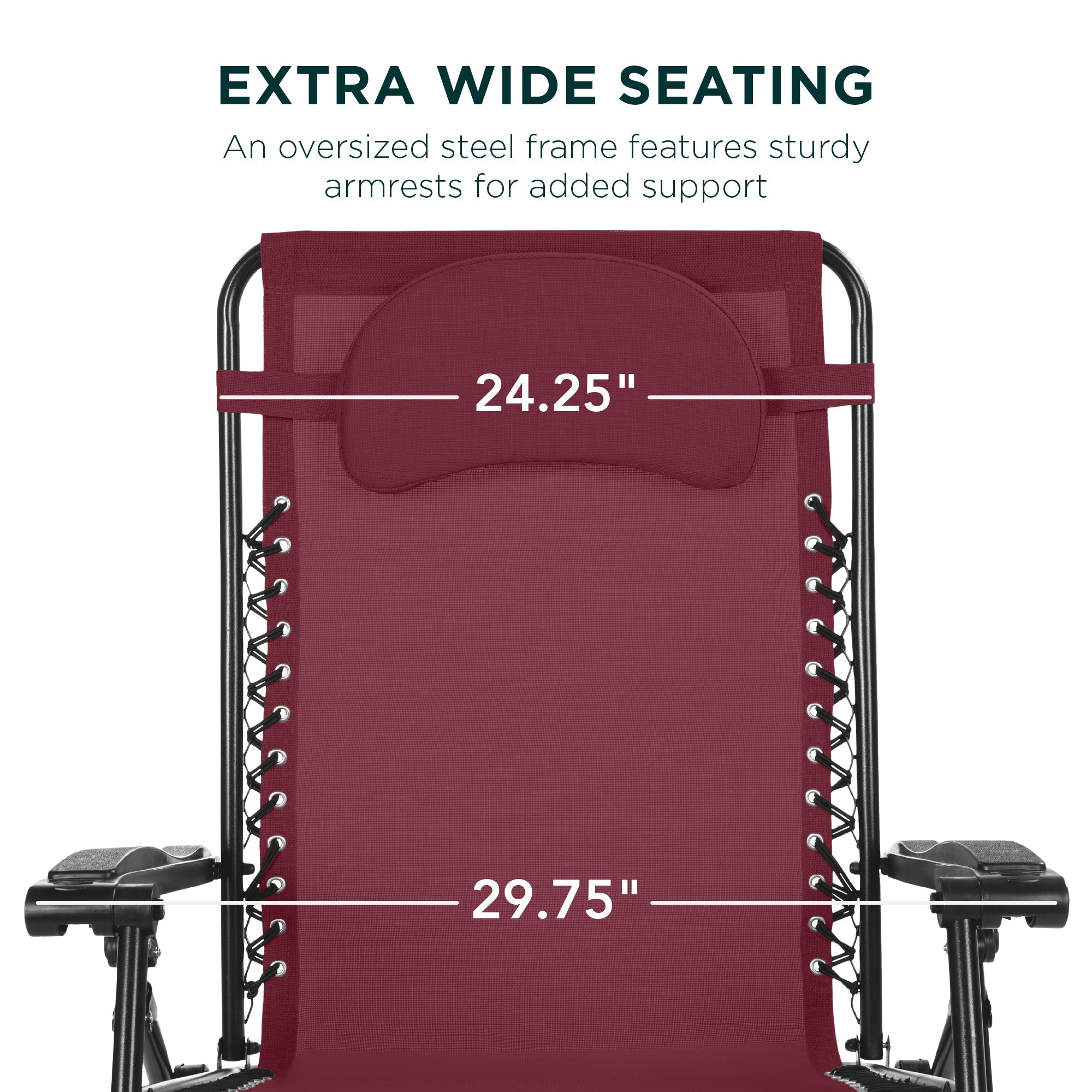 Oversized Zero-Gravity Recliner Lounger with Cup Holder and Plush Pillow