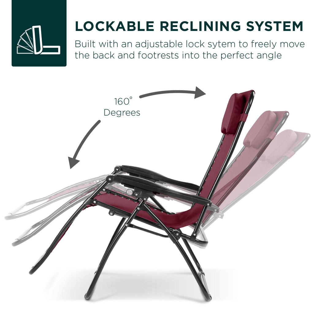 Oversized Zero-Gravity Recliner Lounger with Cup Holder and Plush Pillow