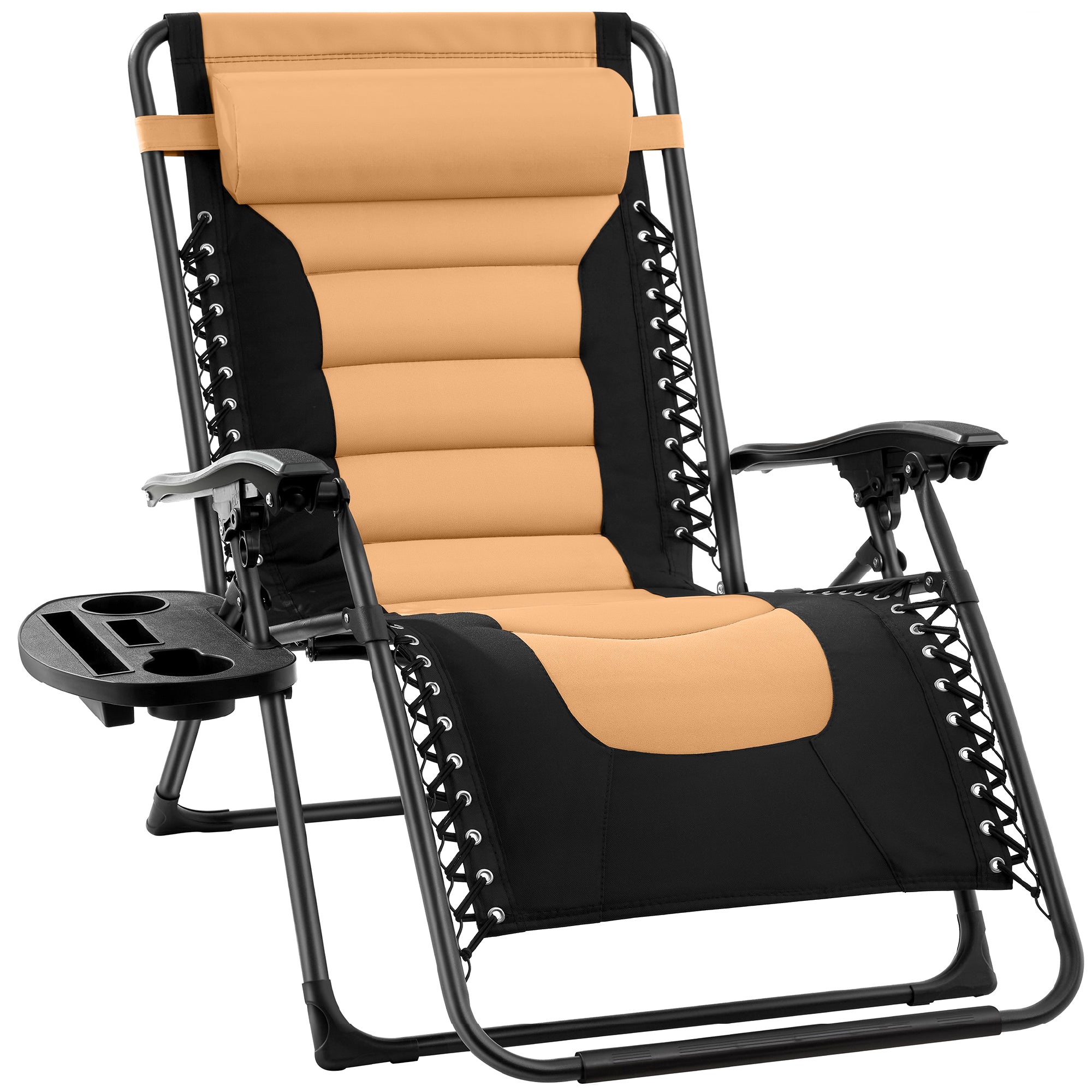 Luxurious Oversized Zero-Gravity Chair — Folding Recliner with Padded Comfort, Headrest and Side Tray