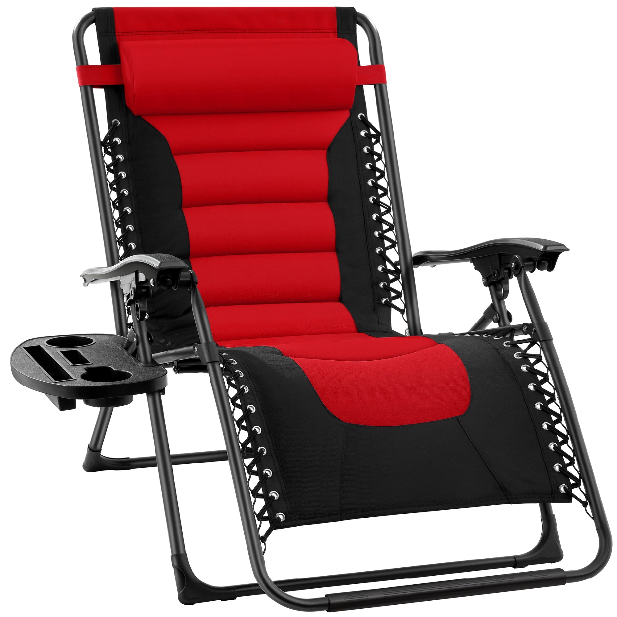 Luxurious Oversized Zero-Gravity Chair — Folding Recliner with Padded Comfort, Headrest and Side Tray