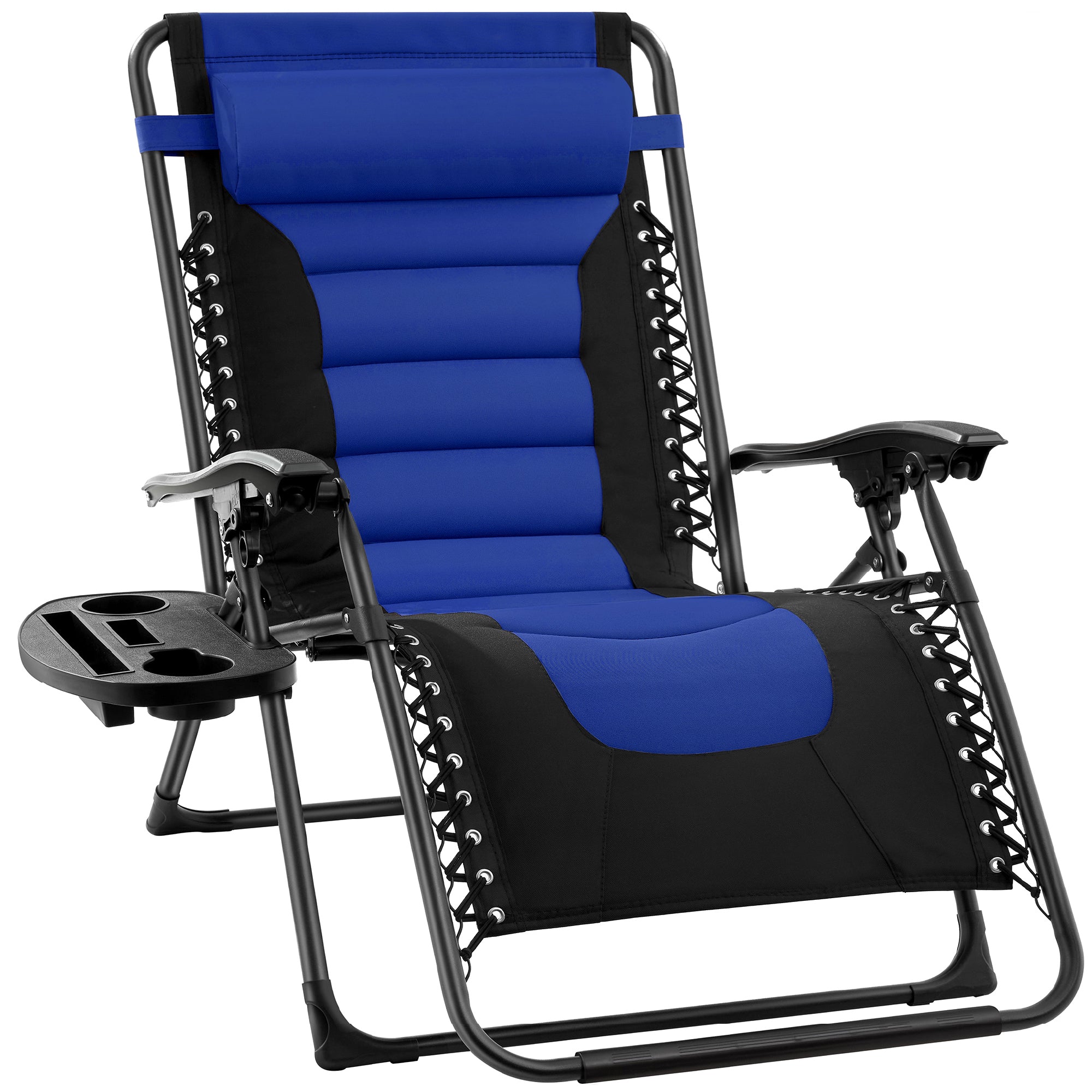 Luxurious Oversized Zero-Gravity Chair — Folding Recliner with Padded Comfort, Headrest and Side Tray