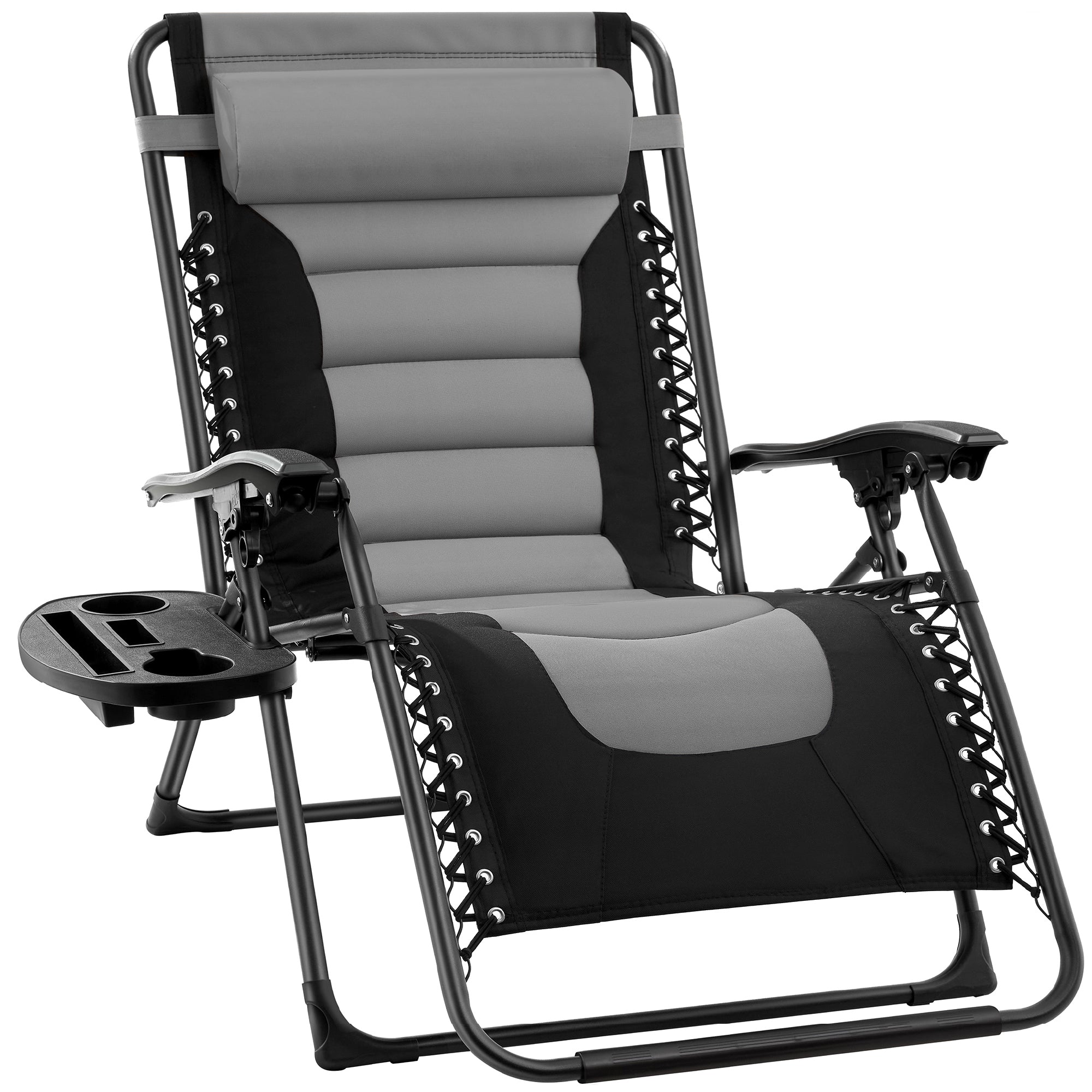 Luxurious Oversized Zero-Gravity Chair — Folding Recliner with Padded Comfort, Headrest and Side Tray