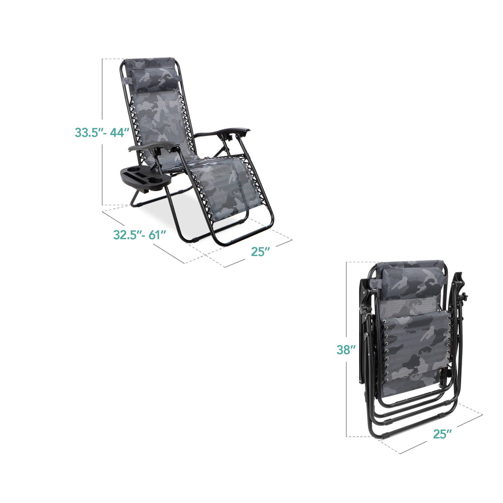 Zero Gravity Recliner Chairs - Set of 2 with Cup Holder Trays
